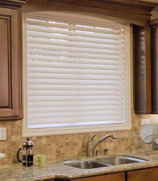 Privacy Cordless Faux Wood Blinds