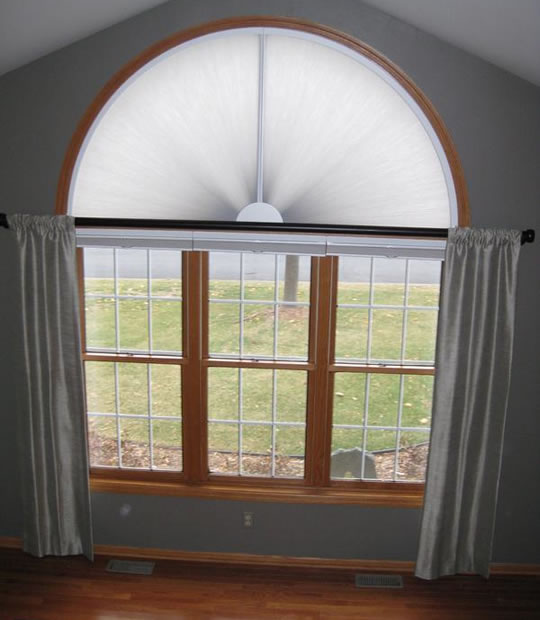 Motorized Arch Shades Cellular, Curtains For Half Round Windows